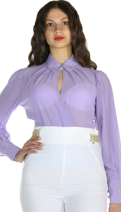 DiveDivine Camicia in georgette con strass. Bluse e camicie - Boutique Luisa Trendy