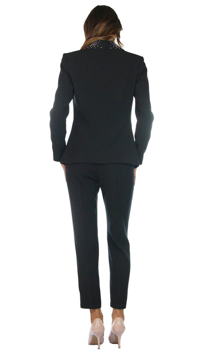 DiveDivine Tailleur in crêpe con collo sciallato in strass Tailleur - Boutique Luisa Trendy