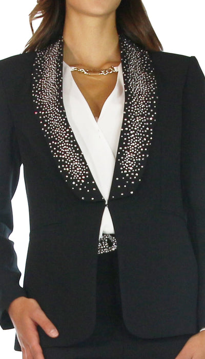 DiveDivine Tailleur in crêpe con collo sciallato in strass Tailleur - Boutique Luisa Trendy