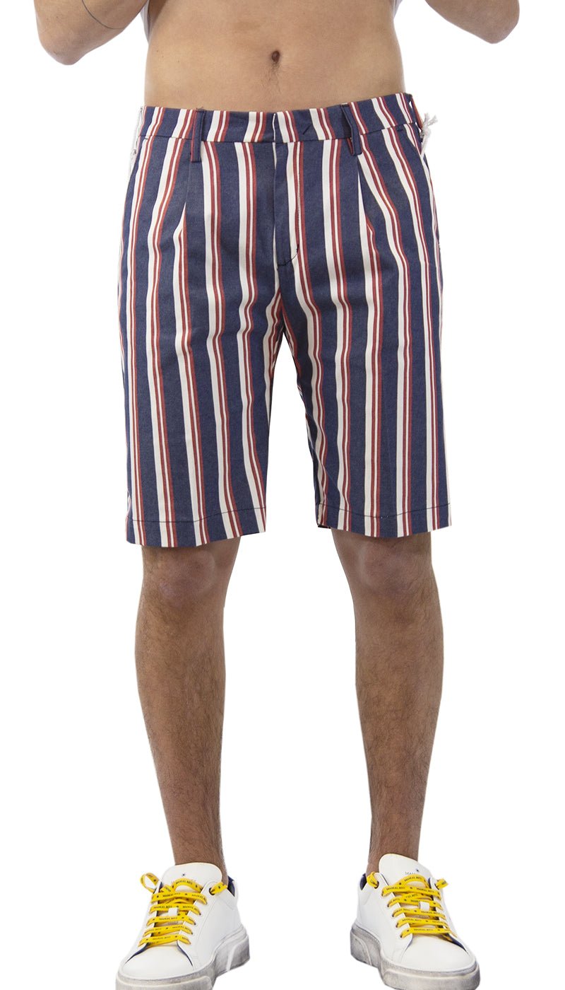 Entre Amis Bermuda a righe con pences. P188340/1427 Pantaloni Uomo - Boutique Luisa Trendy