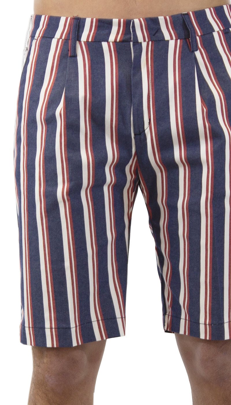 Entre Amis Bermuda a righe con pences. P188340/1427 Pantaloni Uomo - Boutique Luisa Trendy