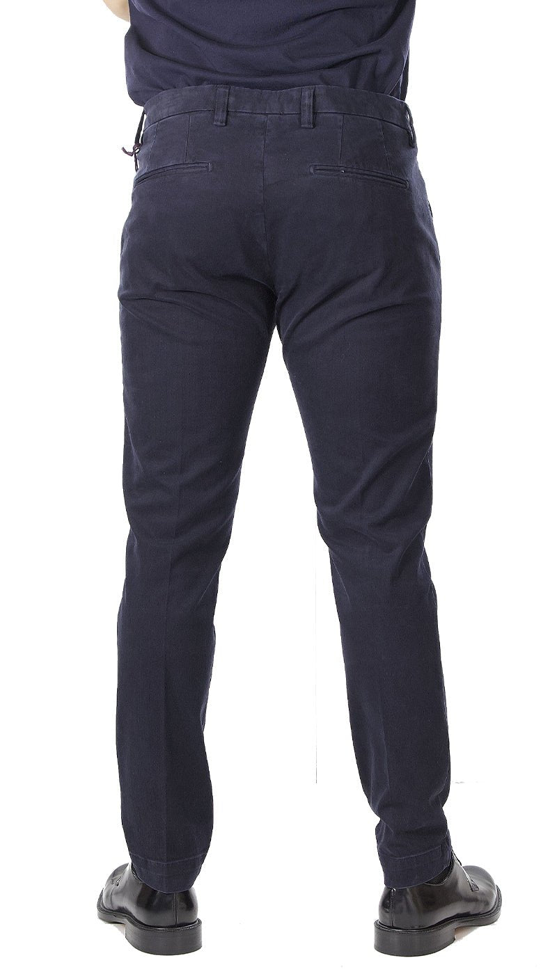 Entre Amis Collezione O'Sart Pantalone blu in raso di cotone corto con cinturino. Pantaloni Uomo - Boutique Luisa Trendy