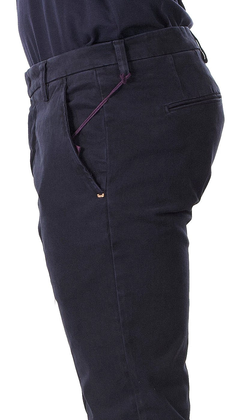 Entre Amis Collezione O'Sart Pantalone blu in raso di cotone corto con cinturino. Pantaloni Uomo - Boutique Luisa Trendy