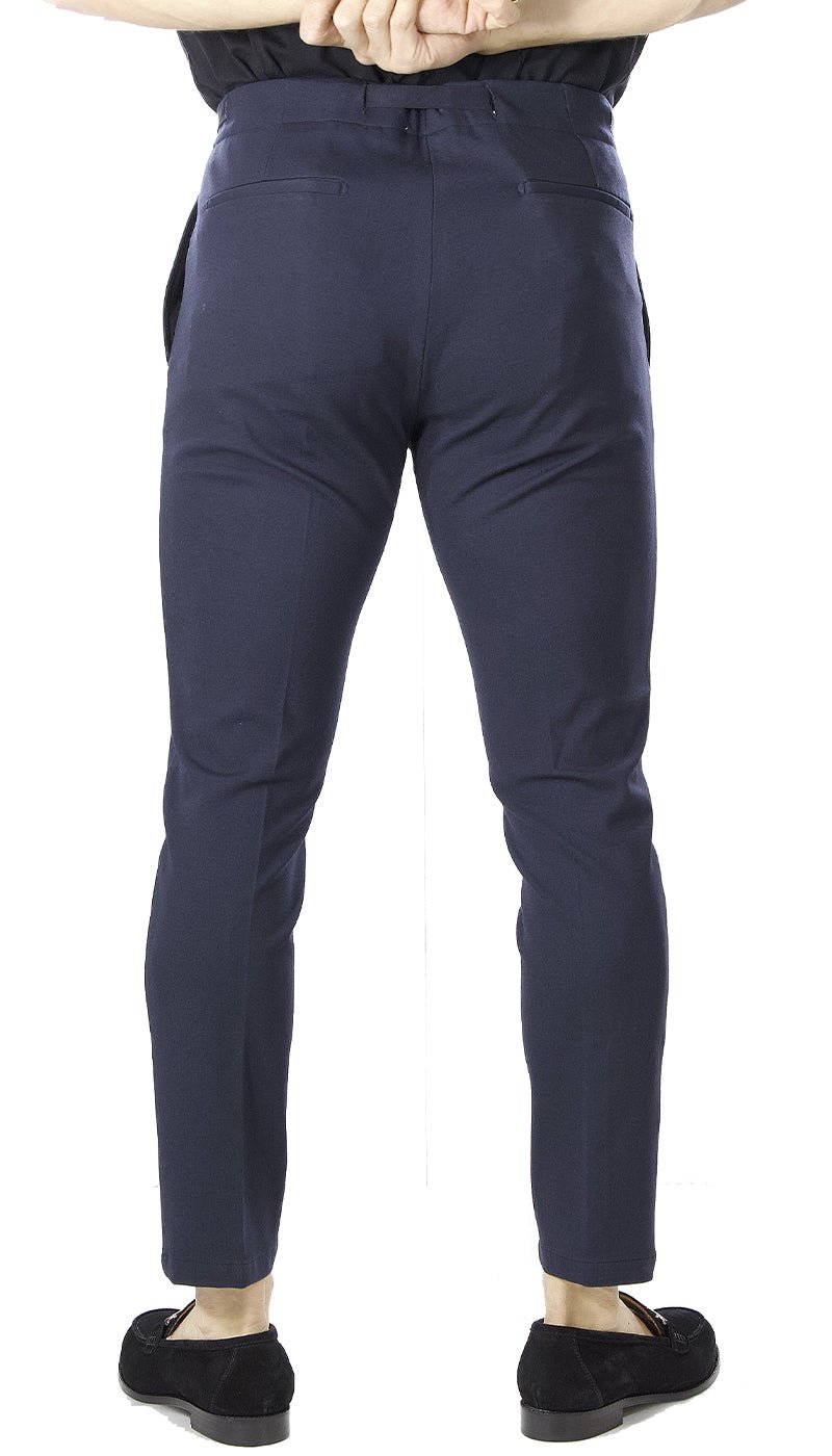 Entre Amis Pantalone blu in jersey con una pence e laccio in vita. Pantaloni Uomo - Boutique Luisa Trendy