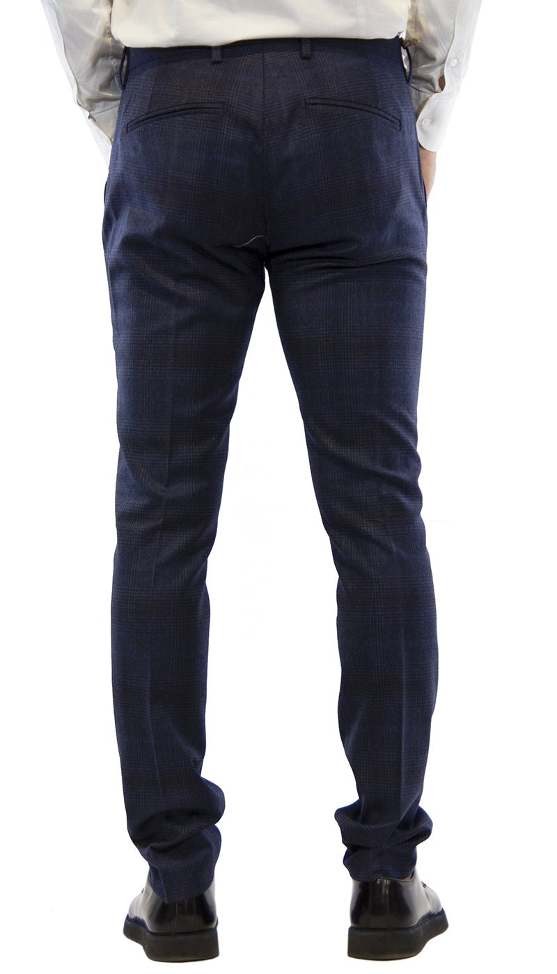 Entre Amis Pantalone uomo collezione O'Mast tasche america lungo con cinturino in lana fantasia quadri blu. Pantaloni Uomo - Boutique Luisa Trendy