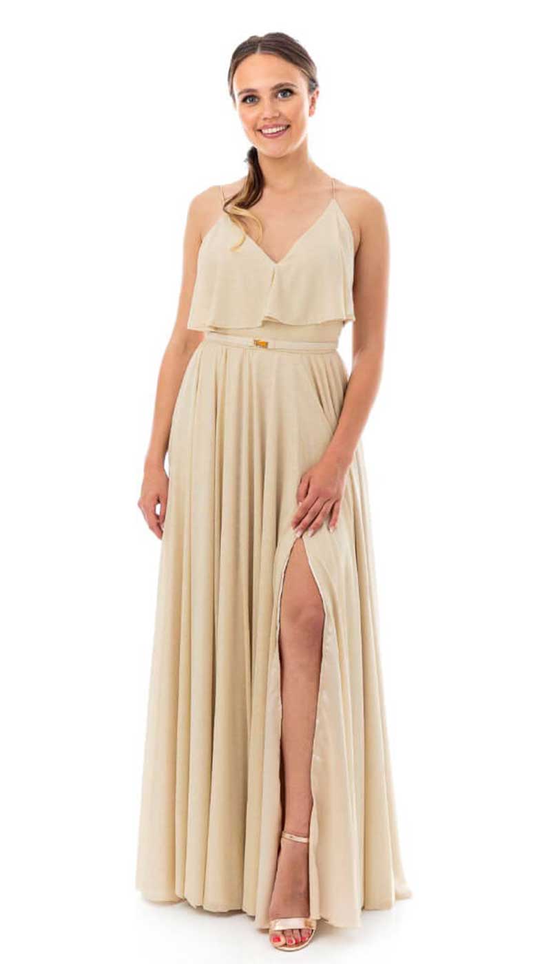 Feleppa Abito donna lungo Cerimonia in lurex oro con cinta Vestiti - Boutique Luisa Trendy