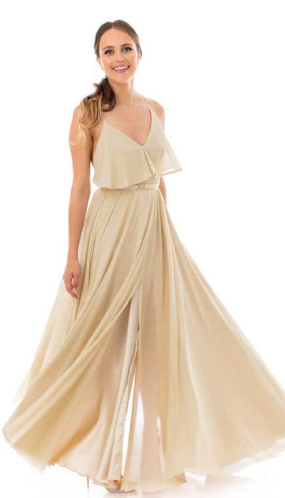 Feleppa Abito donna lungo Cerimonia in lurex oro con cinta Vestiti - Boutique Luisa Trendy