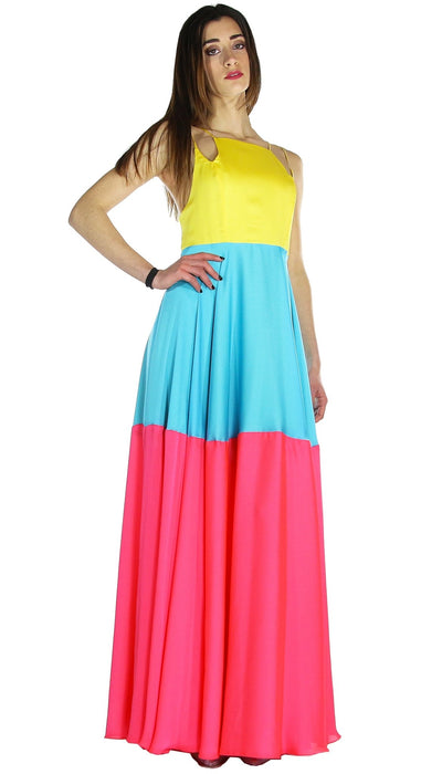Feleppa Abito lungo fantasia multicolor con bretelle. Vestiti - Boutique Luisa Trendy
