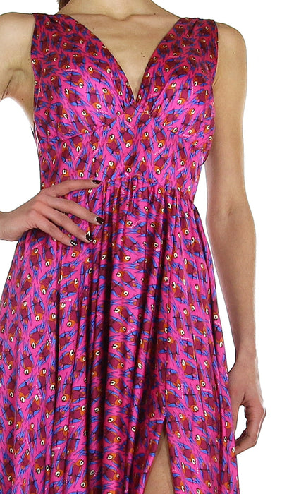 Feleppa Abito lungo in raso a fantasia con spacco. Vestiti - Boutique Luisa Trendy