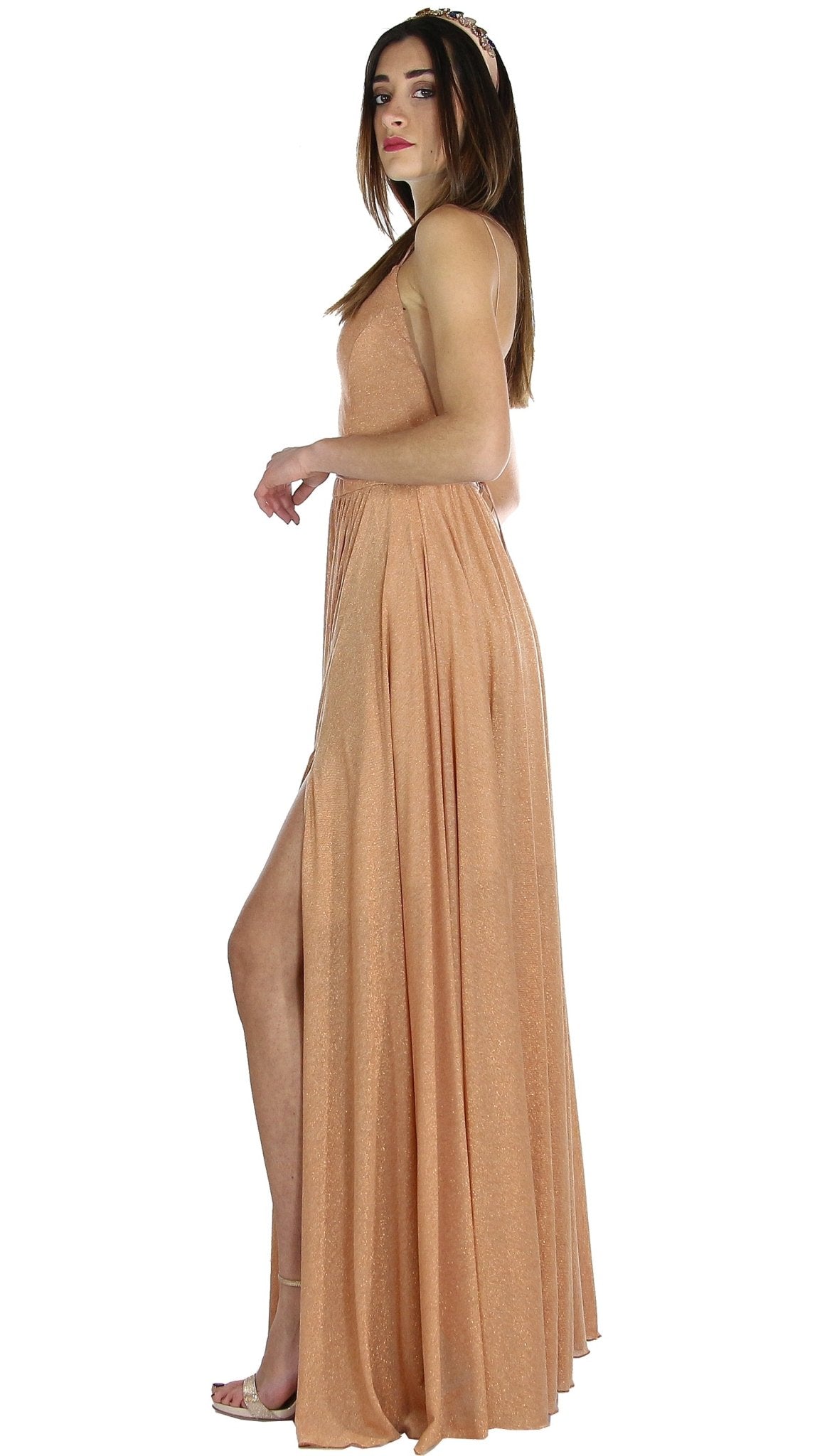 Feleppa MARGARITA - Abito lungo arancio in maglia lurex. Vestiti - Boutique Luisa Trendy