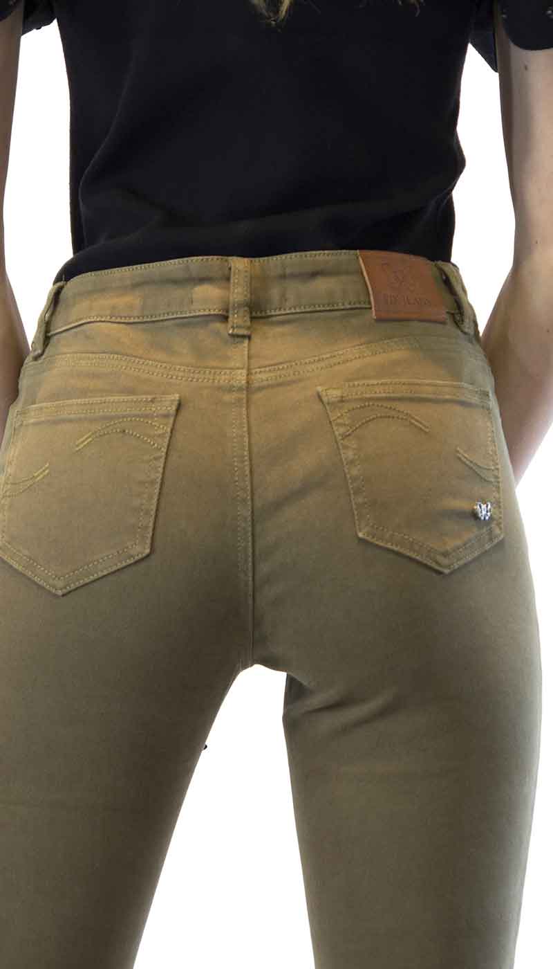 Fix Pantalone donna Jeans verde in cotone slim a sigaretta Pantalone Donna - Boutique Luisa Trendy