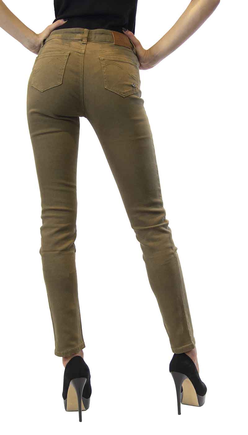Fix Pantalone donna Jeans verde in cotone slim a sigaretta Pantalone Donna - Boutique Luisa Trendy