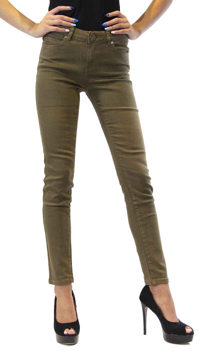 Fix Pantalone donna Jeans verde in cotone slim a sigaretta Pantalone Donna - Boutique Luisa Trendy