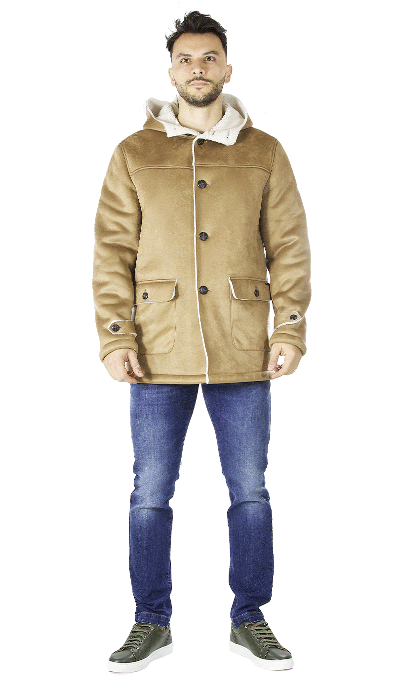 Gaudì Cappotto uomo in eco - montone con cappuccio. 021GU38004 Capispalla Uomo - Boutique Luisa Trendy