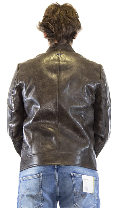 Gaudì Giacca uomo marrone in similpelle effetto pitonato. Capispalla Uomo - Boutique Luisa Trendy