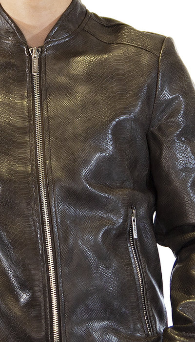 Gaudì Giacca uomo marrone in similpelle effetto pitonato. Capispalla Uomo - Boutique Luisa Trendy