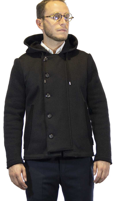 Gaudì Giacca uomo nera con cappuccio in lana Capispalla Uomo - Boutique Luisa Trendy