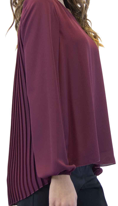 Gaudì Jeans Blusa donna in creponne color vinaccio con plissè dietro. Bluse e camicie - Boutique Luisa Trendy