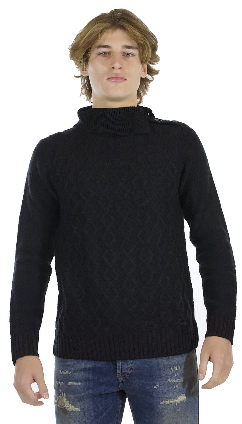 Gaudì Jeans Maglia dolcevita uomo nera in lana motivo a rombi. 921BU53033 Maglie e cardigan uomo - Boutique Luisa Trendy