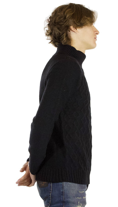 Gaudì Jeans Maglia dolcevita uomo nera in lana motivo a rombi. 921BU53033 Maglie e cardigan uomo - Boutique Luisa Trendy