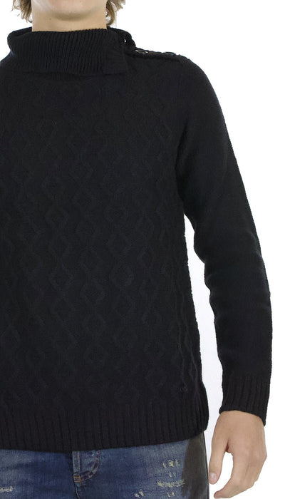 Gaudì Jeans Maglia dolcevita uomo nera in lana motivo a rombi. 921BU53033 Maglie e cardigan uomo - Boutique Luisa Trendy