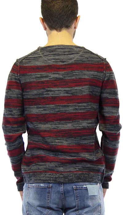 Gaudì Jeans Maglia uomo in lana grigia a fasce rosse Maglie e cardigan uomo - Boutique Luisa Trendy