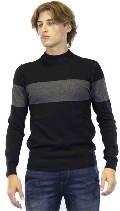 Gaudì Jeans Maglia uomo nera e grigia in viscosa collo a vulcano Maglie e cardigan uomo - Boutique Luisa Trendy