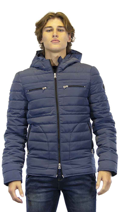 Gaudì Jeans Piumino uomo celeste polvere in tessuto con cappuccio. Capispalla Uomo - Boutique Luisa Trendy