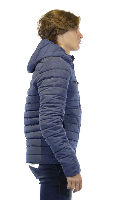 Gaudì Jeans Piumino uomo celeste polvere in tessuto con cappuccio. Capispalla Uomo - Boutique Luisa Trendy