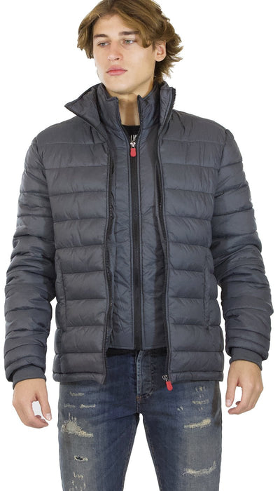 Gaudì Jeans Piumino uomo grigio collo alto con pettorina Capispalla Uomo - Boutique Luisa Trendy