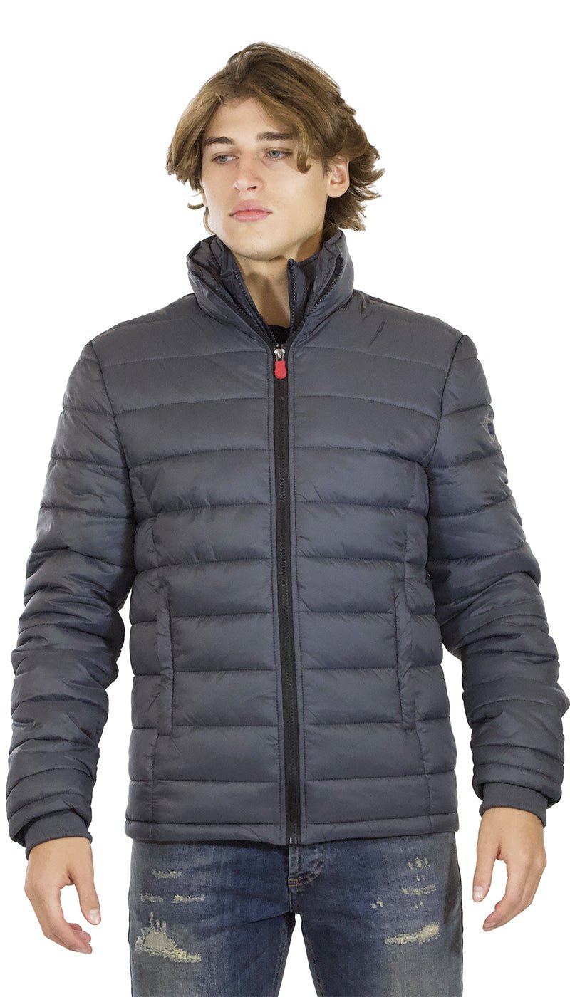 Gaudì Jeans Piumino uomo grigio collo alto con pettorina Capispalla Uomo - Boutique Luisa Trendy