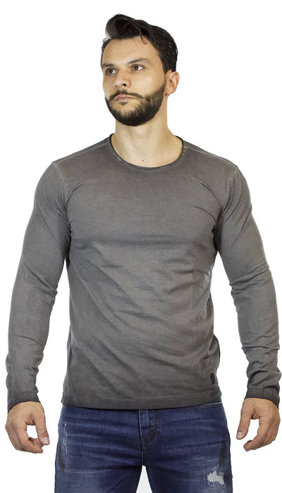 Gaudì Jeans T-shirt uomo maniche lunghe in cotone effetto used grigio T-shirt e Polo - Boutique Luisa Trendy