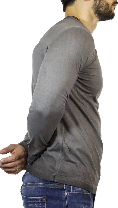Gaudì Jeans T-shirt uomo maniche lunghe in cotone effetto used grigio T-shirt e Polo - Boutique Luisa Trendy