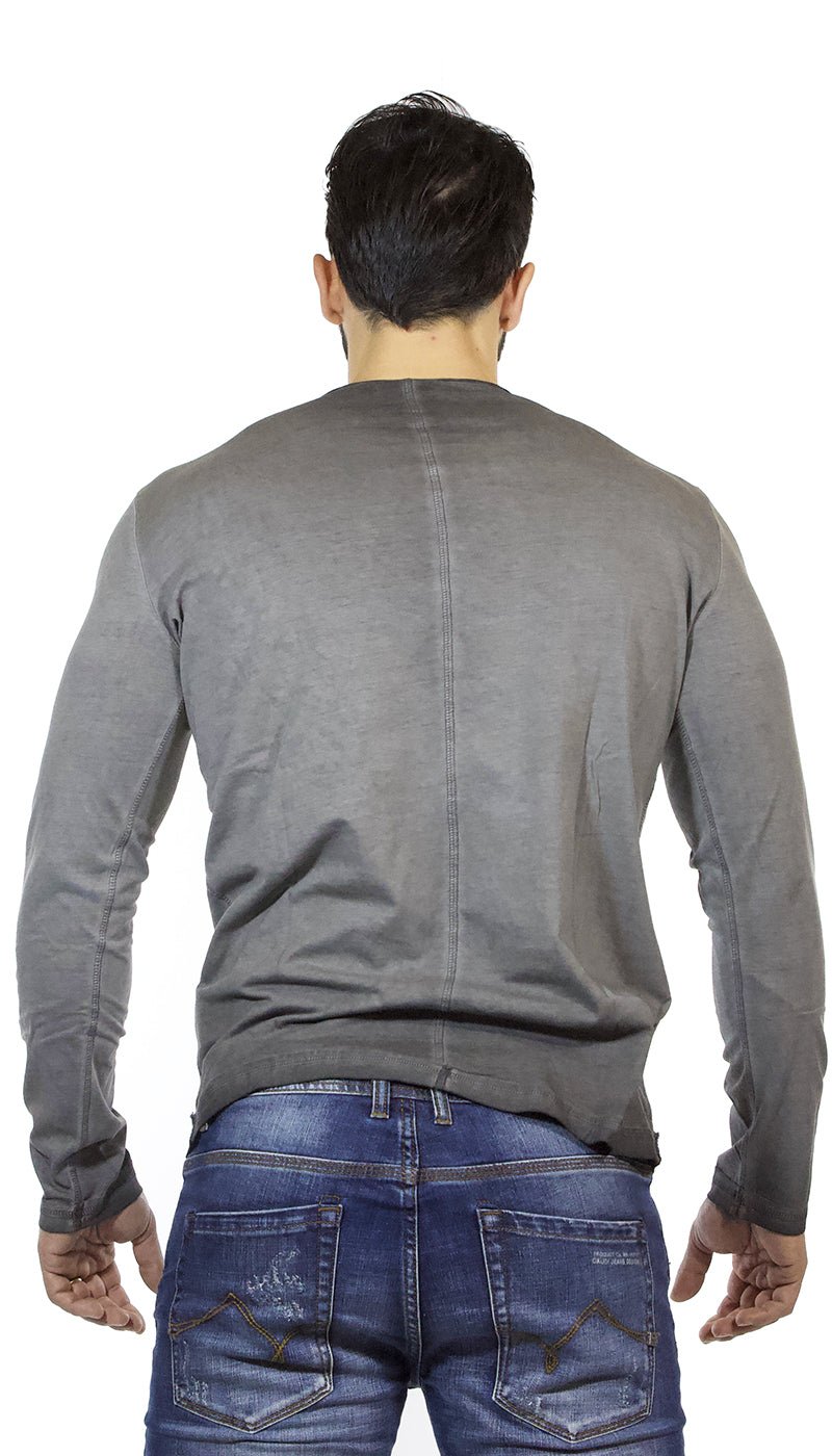 Gaudì Jeans T-shirt uomo maniche lunghe in cotone effetto used grigio T-shirt e Polo - Boutique Luisa Trendy