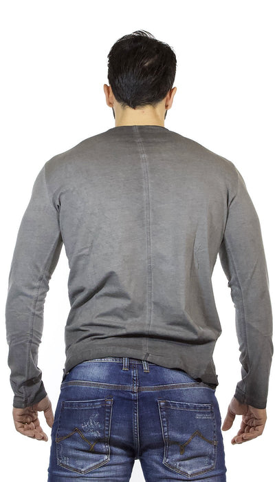 Gaudì Jeans T-shirt uomo maniche lunghe in cotone effetto used grigio T-shirt e Polo - Boutique Luisa Trendy