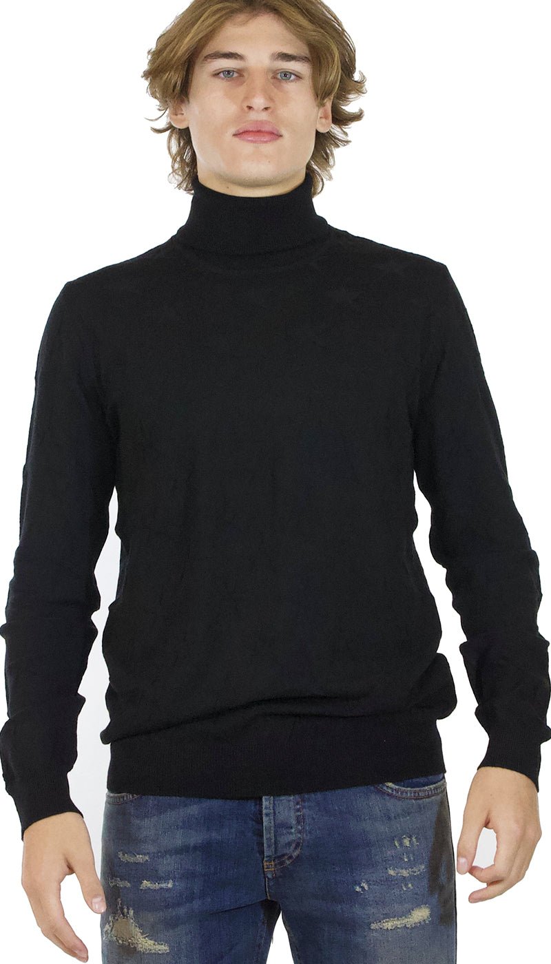 Gaudì Maglia dolcevita uomo nero in lana fantasia di stelle Maglie e cardigan uomo - Boutique Luisa Trendy