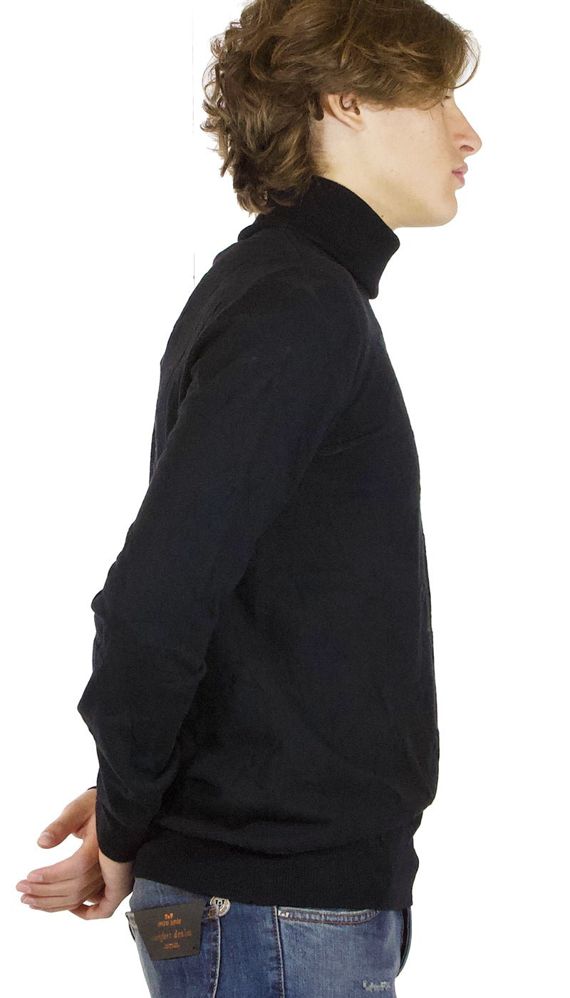 Gaudì Maglia dolcevita uomo nero in lana fantasia di stelle Maglie e cardigan uomo - Boutique Luisa Trendy