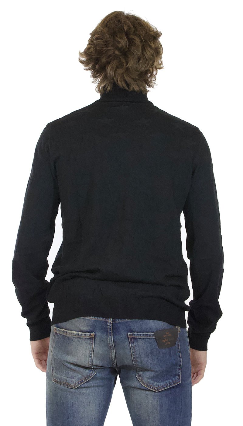Gaudì Maglia dolcevita uomo nero in lana fantasia di stelle Maglie e cardigan uomo - Boutique Luisa Trendy