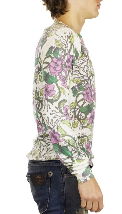 Gaudì Maglia uomo manica lunga beige in cotone stampa fiori Maglie e cardigan uomo - Boutique Luisa Trendy
