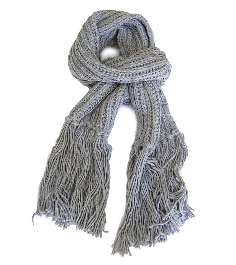 Gaudì Sciarpa donna grigia in lana con motivo intrecciato e frange sciarpe e foulard - Boutique Luisa Trendy