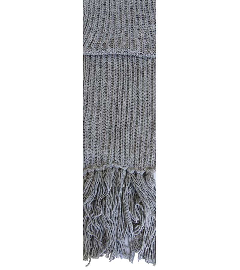 Gaudì Sciarpa donna grigia in lana con motivo intrecciato e frange sciarpe e foulard - Boutique Luisa Trendy