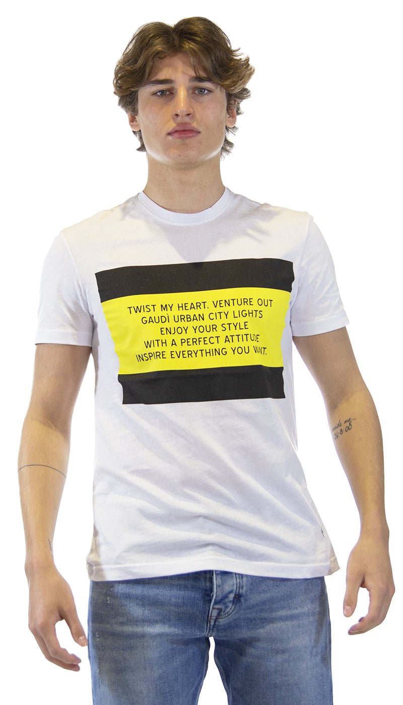 Gaudì T-shirt bianca con stampa. 111GU64071 T-shirt e Polo - Boutique Luisa Trendy