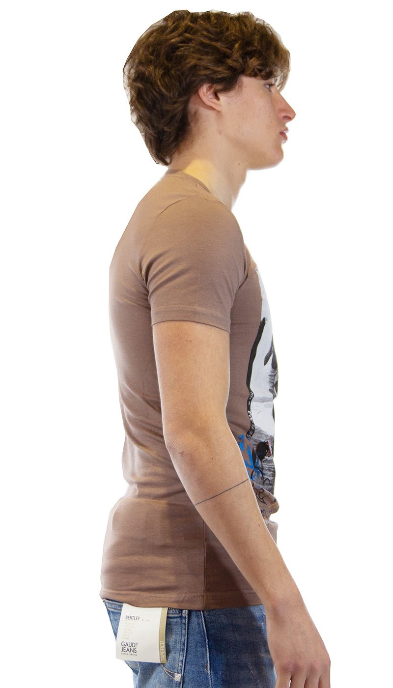 Gaudì T-shirt fango con motivo fotografico. 111GU64098_3332 T-shirt e Polo - Boutique Luisa Trendy
