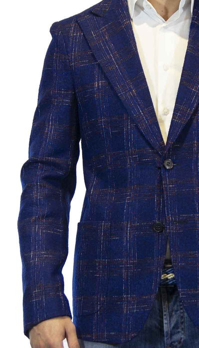 Giacca uomo Brian Dales in lana blu fantasia check Abiti e giacche - Boutique Luisa Trendy