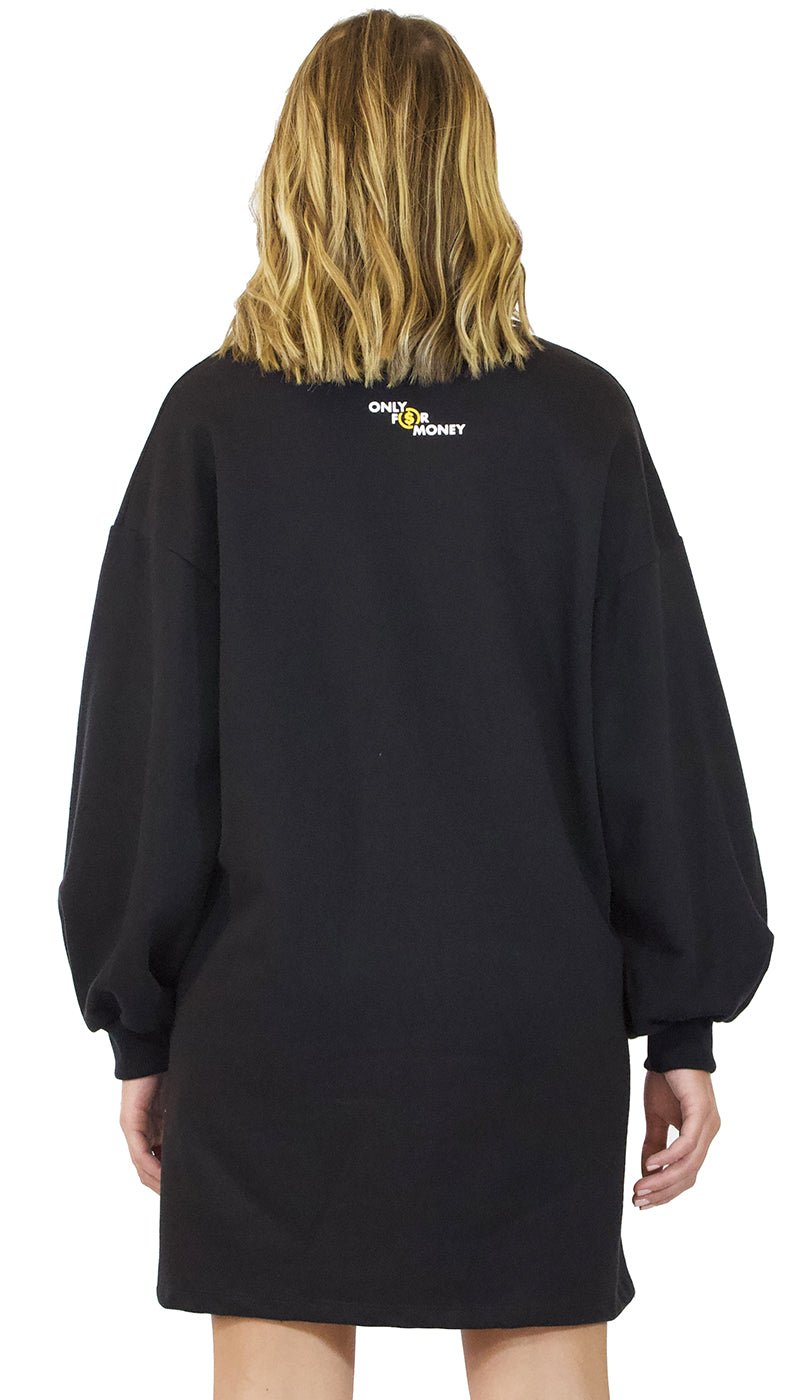 Gli Psicopatici Mini abito donna in felpa nero modello oversize con stampa I am Psikopatika. Vestiti - Boutique Luisa Trendy
