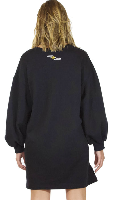 Gli Psicopatici Mini Abito in felpa nero modello oversize con stampa cantante Madonna. Vestiti - Boutique Luisa Trendy