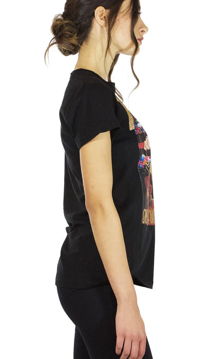 Gli Psicopatici T-shirt donna nera in cotone manica corta stampa Zio Paperone. T-Shirt e top - Boutique Luisa Trendy