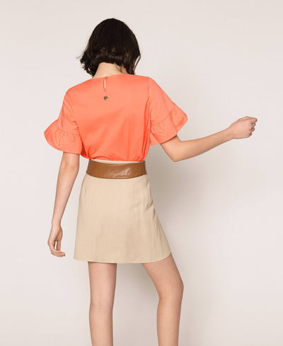 Gonna TwinSet in Canvas di lino Beige Gonna - Boutique Luisa Trendy