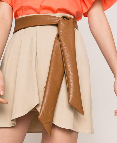 Gonna TwinSet in Canvas di lino Beige Gonna - Boutique Luisa Trendy