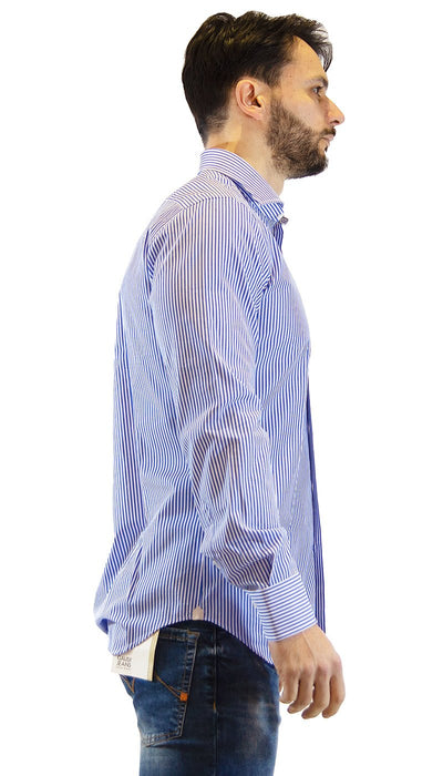 Grigio Camicia uomo a righe bianca e blu. Camicia e gilet - Boutique Luisa Trendy